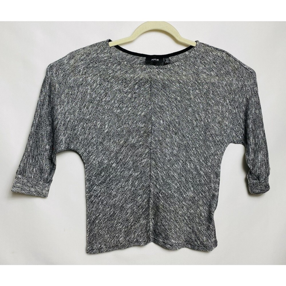 Apt9 Women petite Top 3/4 Sleeves gray with Metallic Silver size PXS